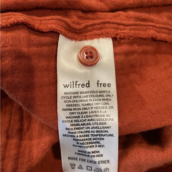 ARITZIA WILFRED free Tahoe copper red  organic cotton gauze Tie Mini dress S - Picture 10 of 11